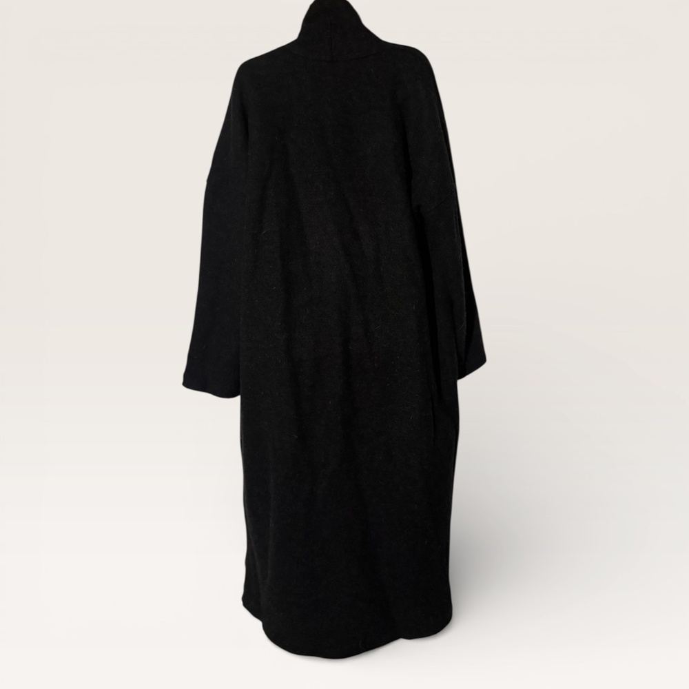 EILEEN FISHER Cardigan XS (oversized) Wool Maxi Open Front Duster Charcoal Gray - Picture 2 of 4